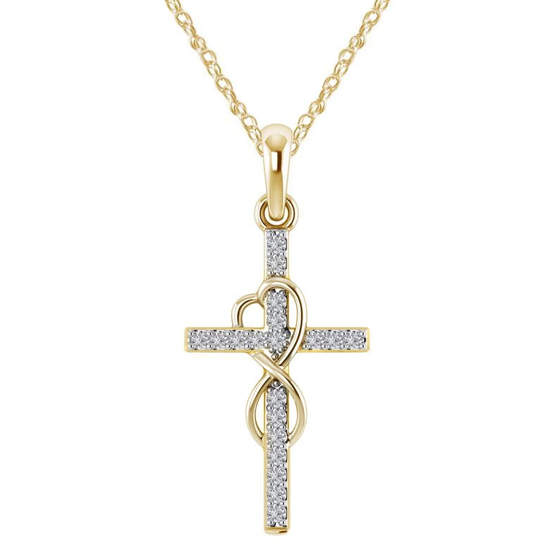 Crystal-Set Cross Pendant Necklace supplier gallery image 8