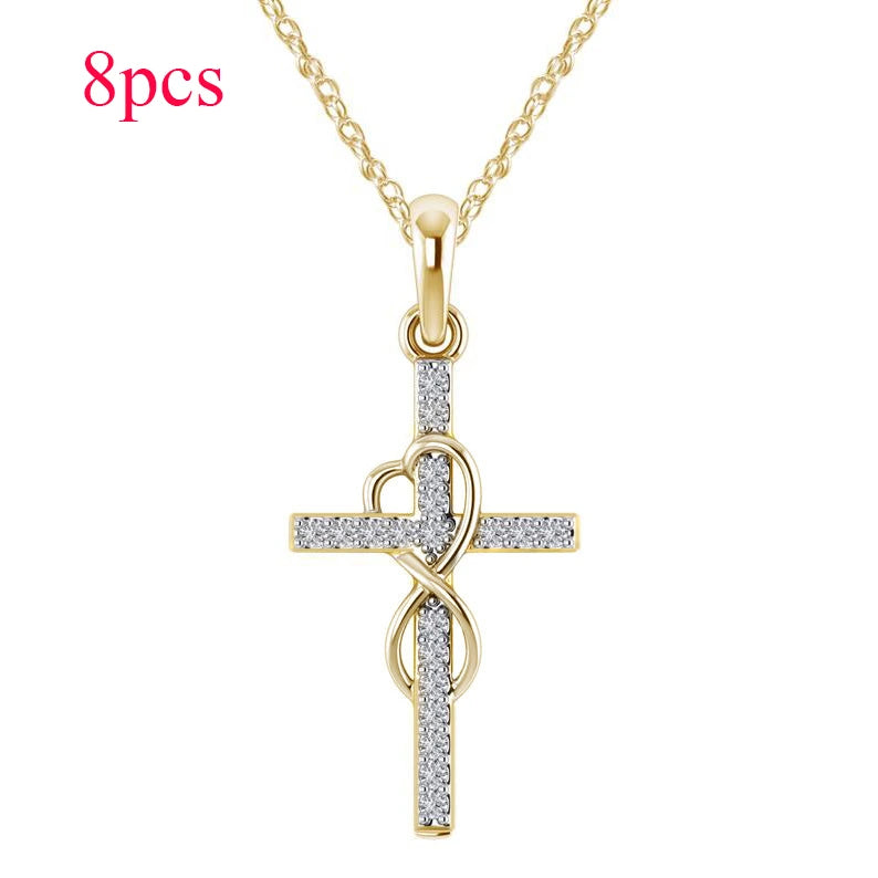 Crystal-Set Cross Pendant Necklace supplier gallery image 24