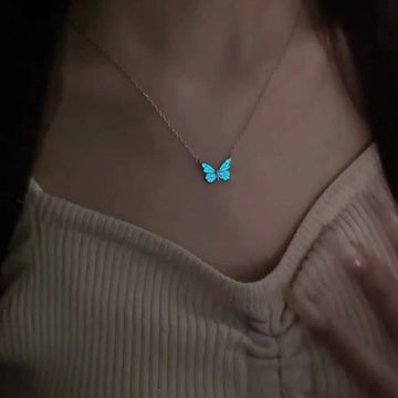 Blue Luminous Butterfly Glow Dark Necklace supplier gallery image 4