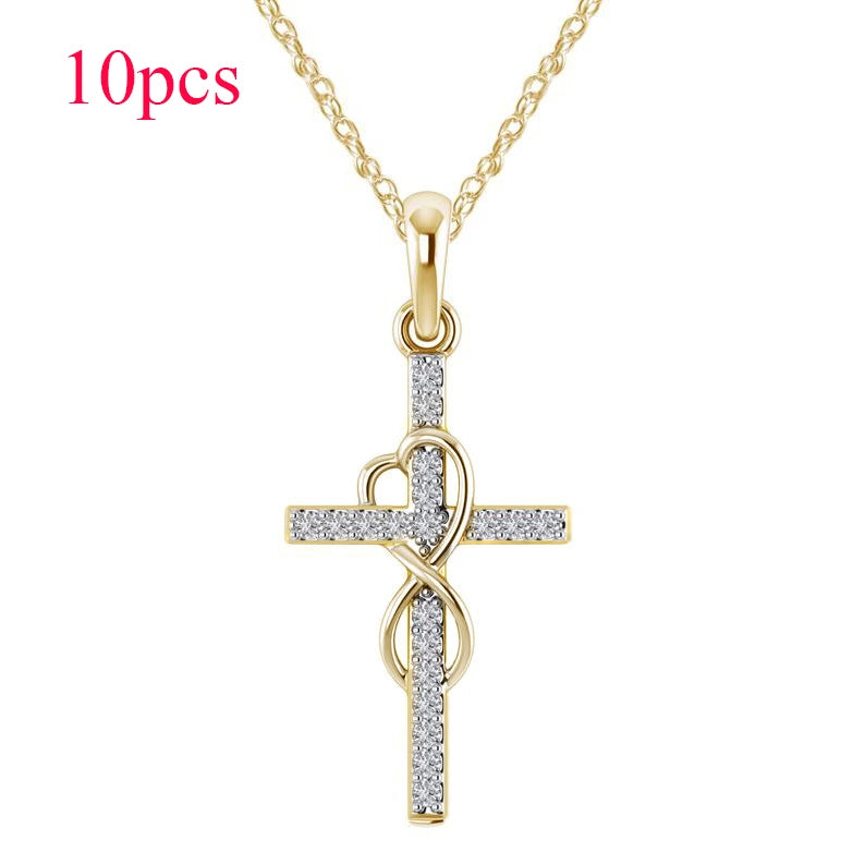 Crystal-Set Cross Pendant Necklace supplier gallery image 25