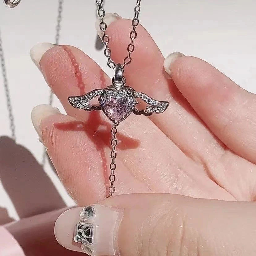 Moving Cupid Heart Angel Wings Necklace supplier gallery image 6
