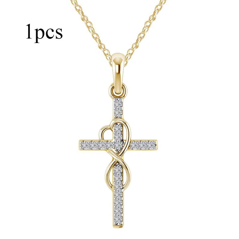 Crystal-Set Cross Pendant Necklace supplier gallery image 32