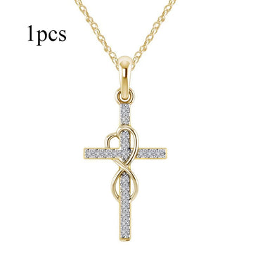 Crystal-Set Cross Pendant Necklace supplier gallery image 32