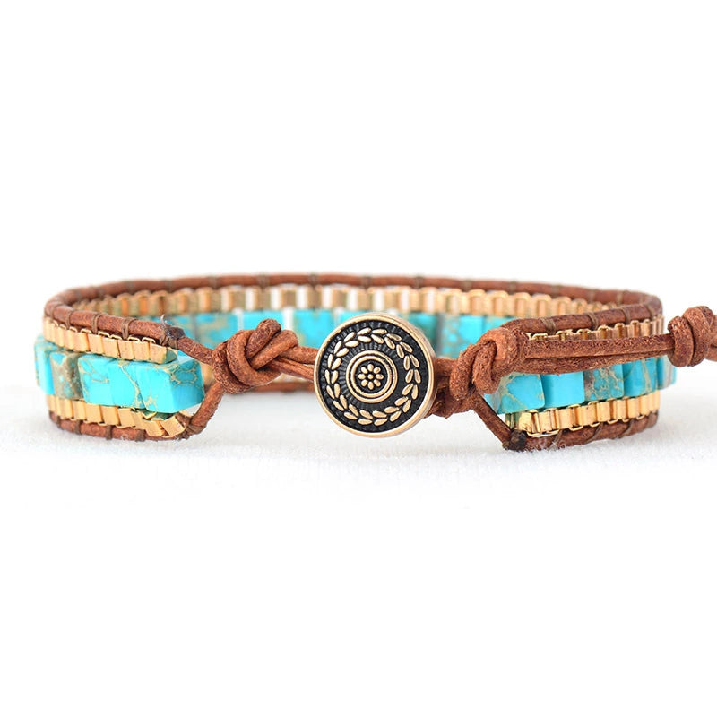 Imperial Stone Hand Woven Leather Bracelet supplier gallery image 5