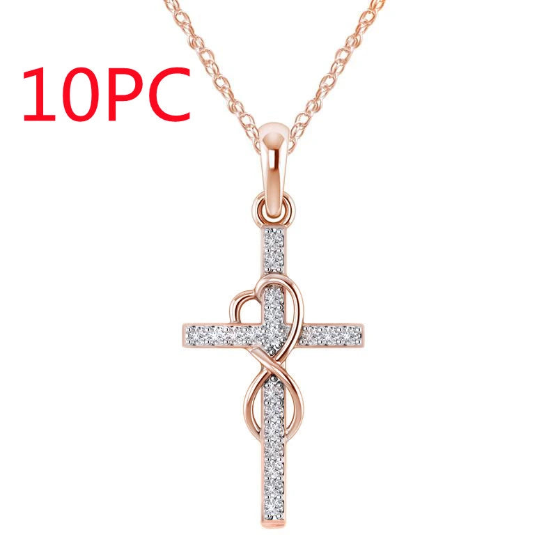 Crystal-Set Cross Pendant Necklace supplier gallery image 11