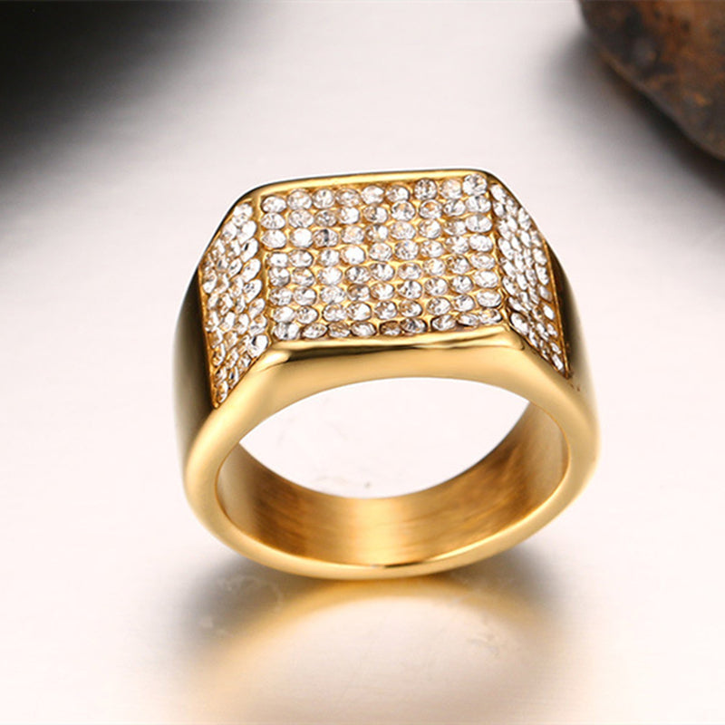 Men's Titanium Steel Crystal Ring, view 1