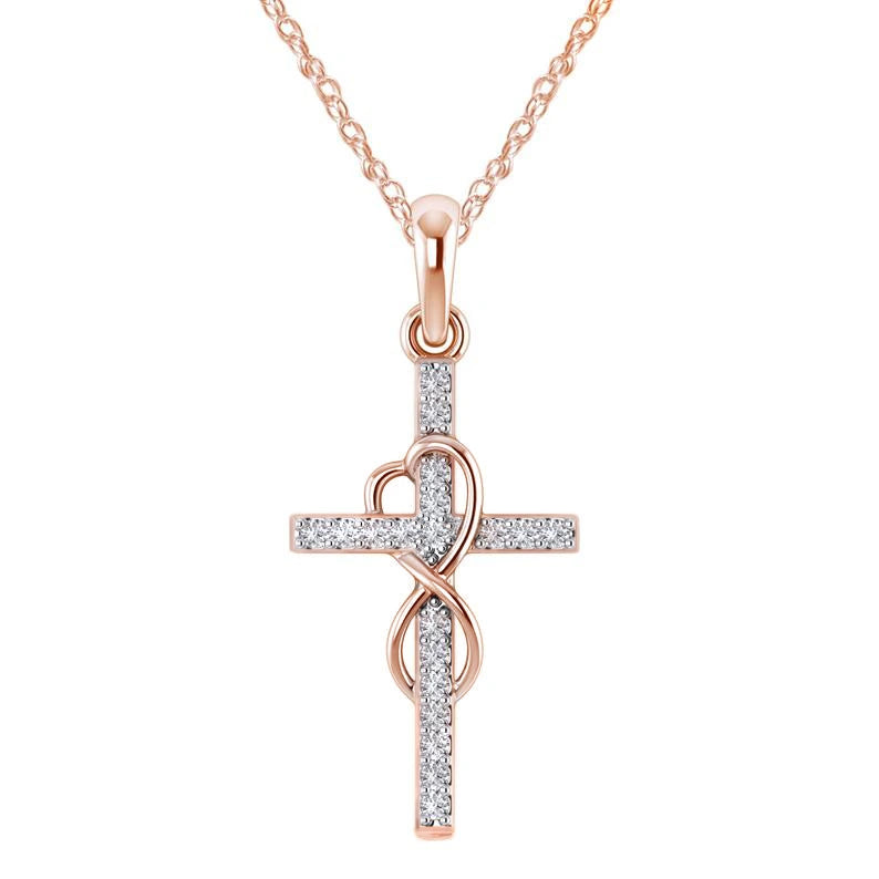 Crystal-Set Cross Pendant Necklace supplier gallery image 5