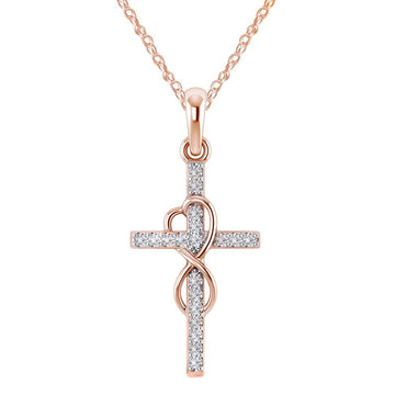 Crystal-Set Cross Pendant Necklace supplier gallery image 5