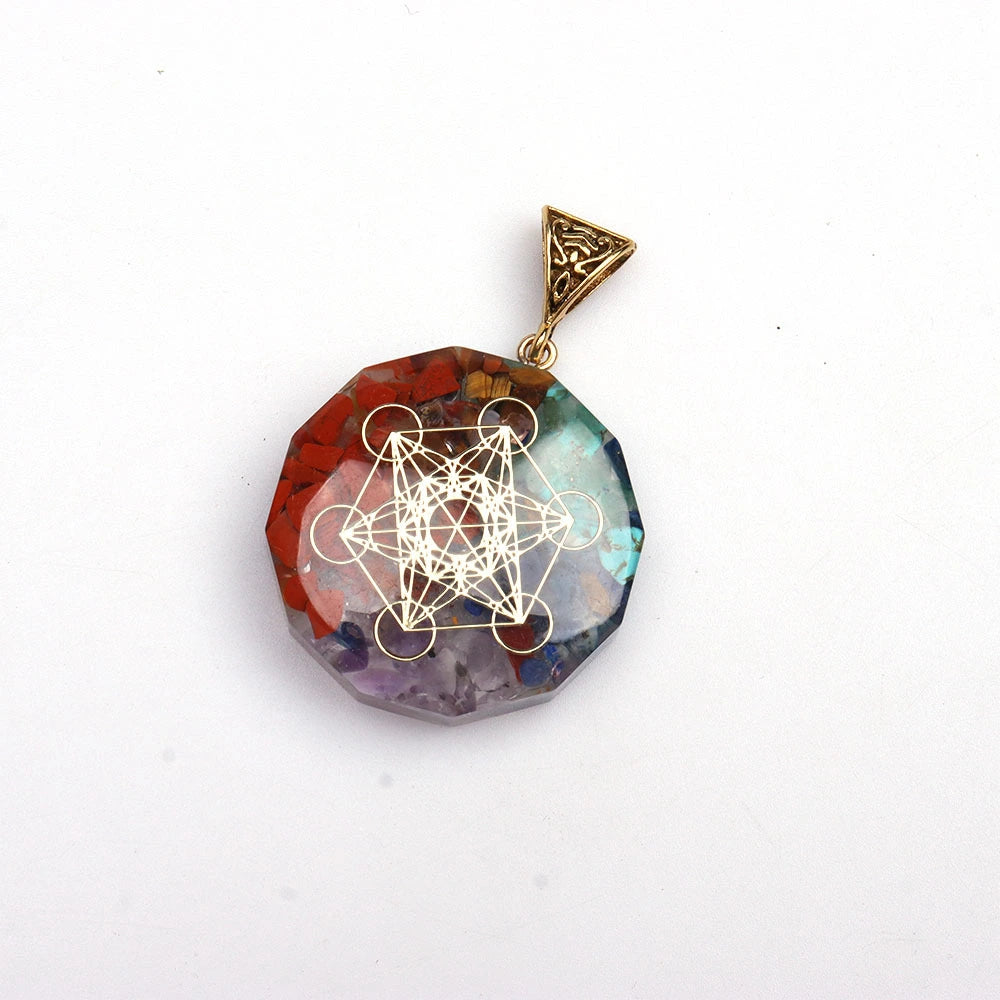 Seven Chakra Crystal Pendant Necklace, view 25