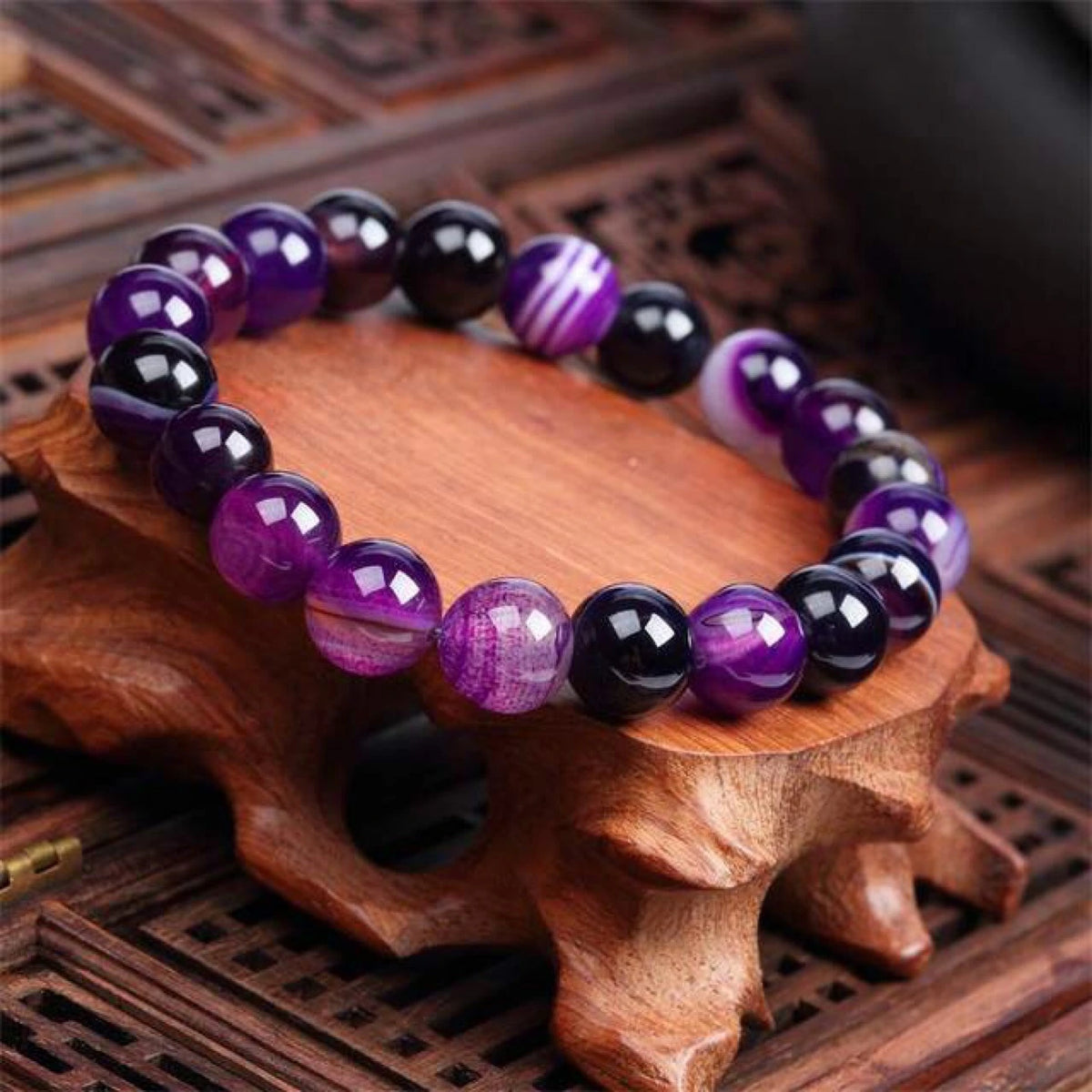 Purple Natural Stone Bead Bracelet, view 2