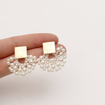 Handmade Pearl Woven Scalloped Pearl Earrings supplier gallery image 2