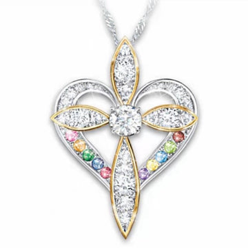 Love Heart Shaped Cross Necklace supplier gallery image 2