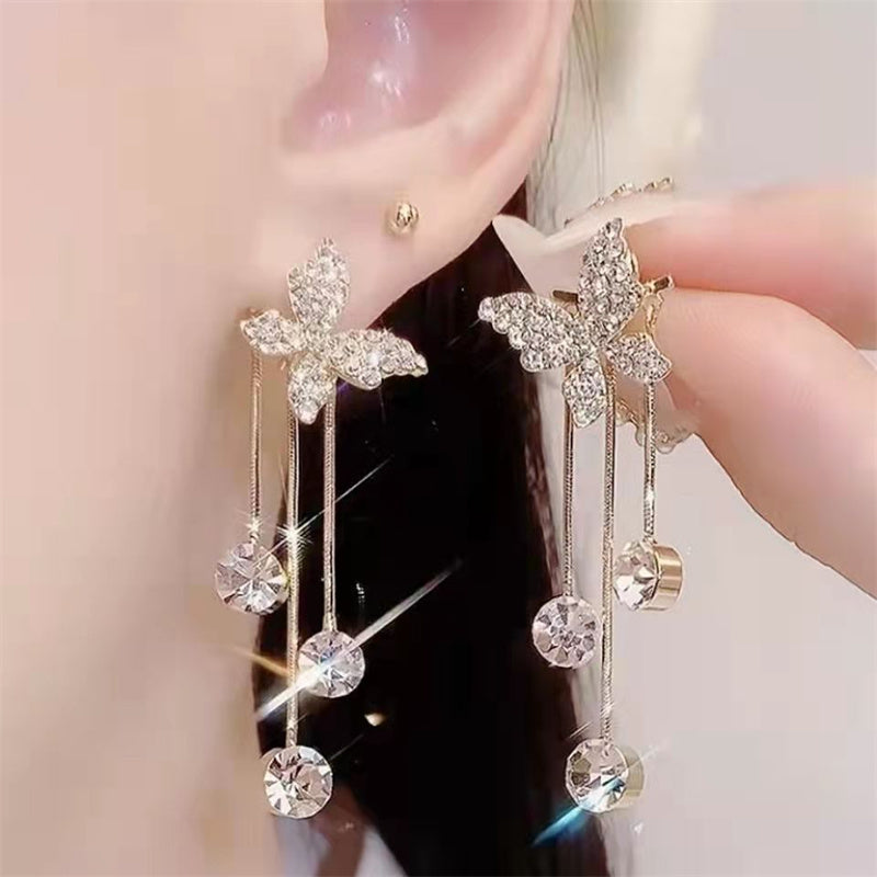 Shiny Butterfly Drop Dangle Elegant Earrings supplier gallery image 2