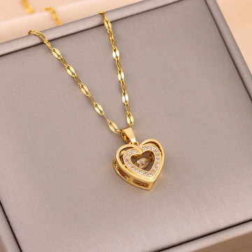 Double Layer Love Rhinestones Woman Necklace supplier gallery image 2