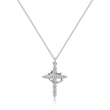 Rotating Crown Cross Pendant Necklace, view 2