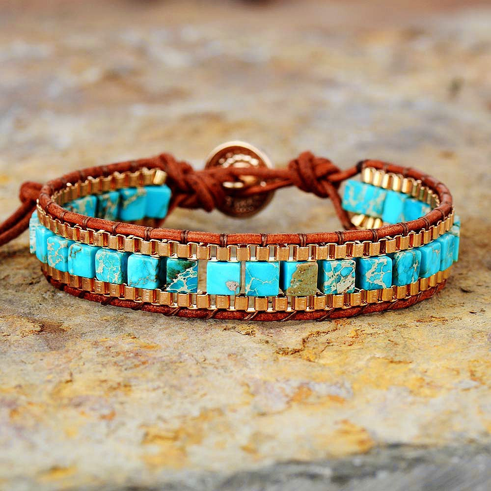 Imperial Stone Hand Woven Leather Bracelet supplier gallery image 2