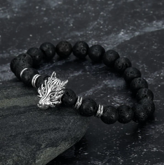 Asgard Crafted Grey Wolf Head Bracelet supplier gallery image 2