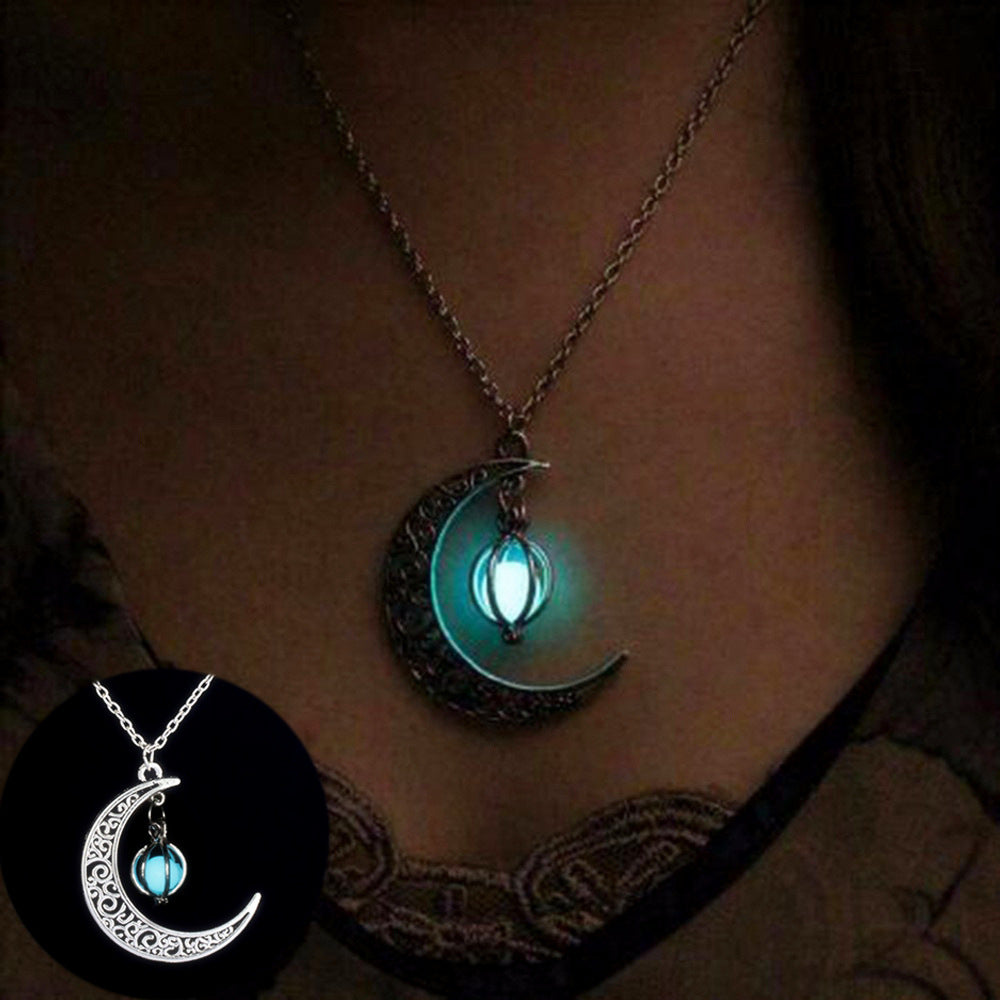 Glow-in-the-Dark Moon Pendant Necklace, view 2