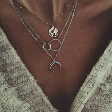 Fashionable Multilayer Boho Moon Map Necklace supplier gallery image 2
