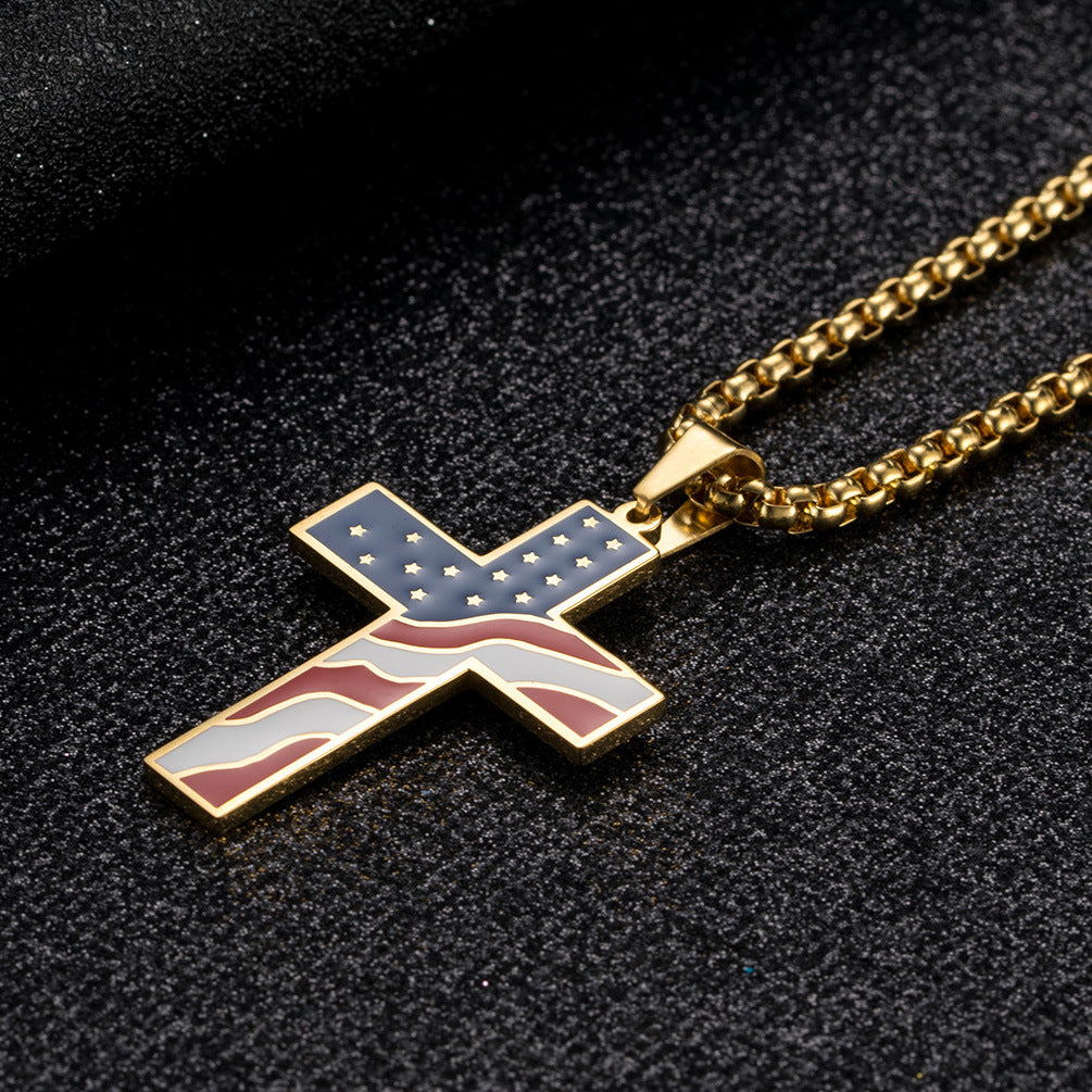 Flag Cross Pendant Necklace supplier gallery image 2