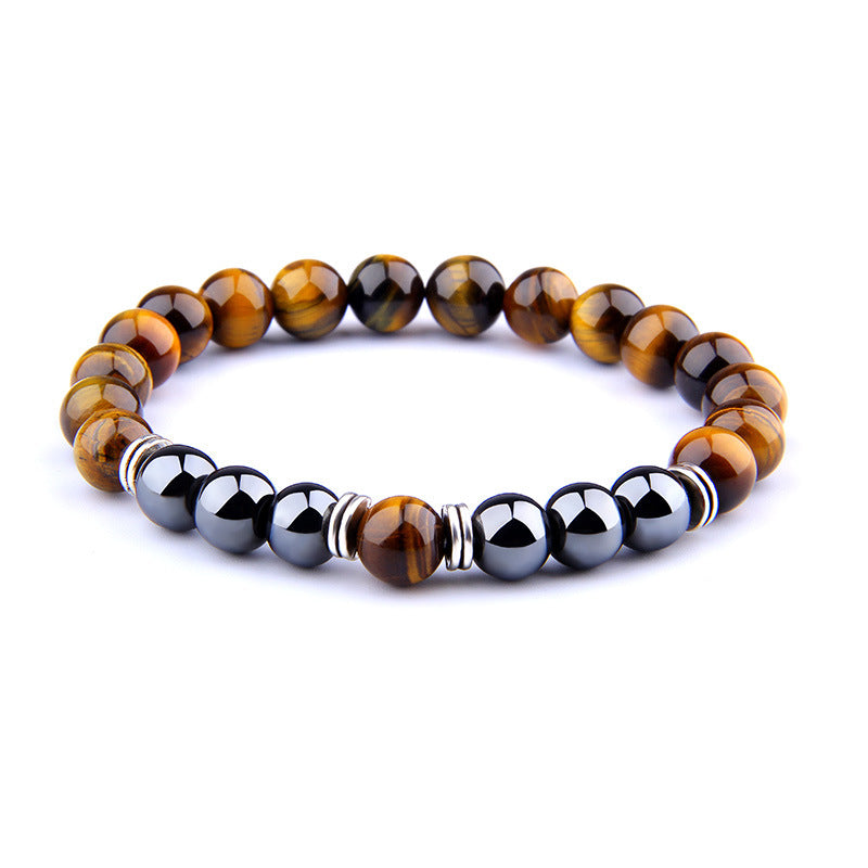 Tiger Eye & Obsidian Bead Bracelet, view 2