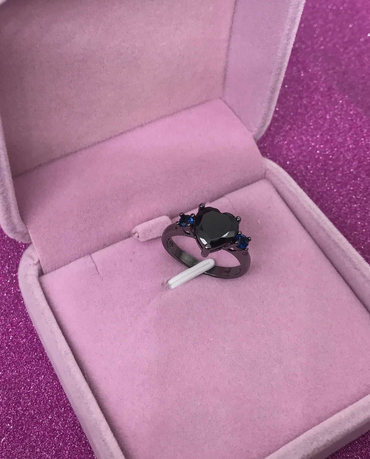 Black Heart Crystal Ring, view 3