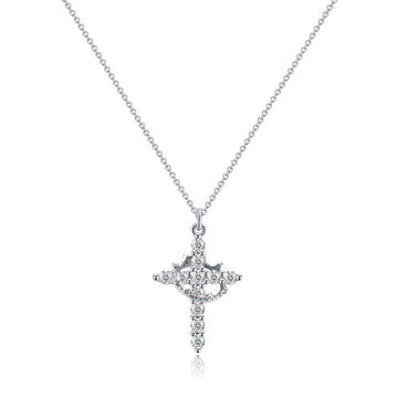 Rotating Crown Cross Pendant Necklace, view 1