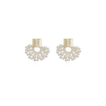 Handmade Pearl Woven Scalloped Pearl Earrings supplier gallery image 7