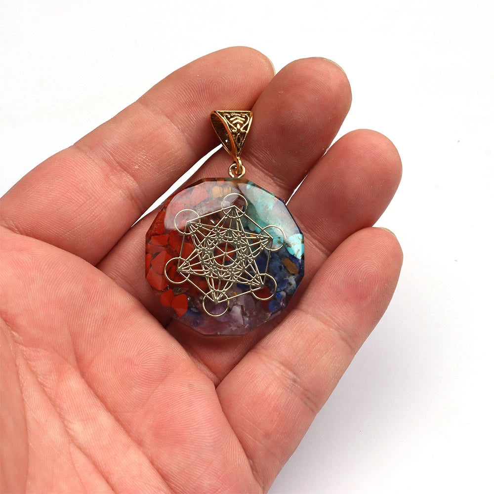 Seven Chakra Crystal Pendant Necklace, view 23