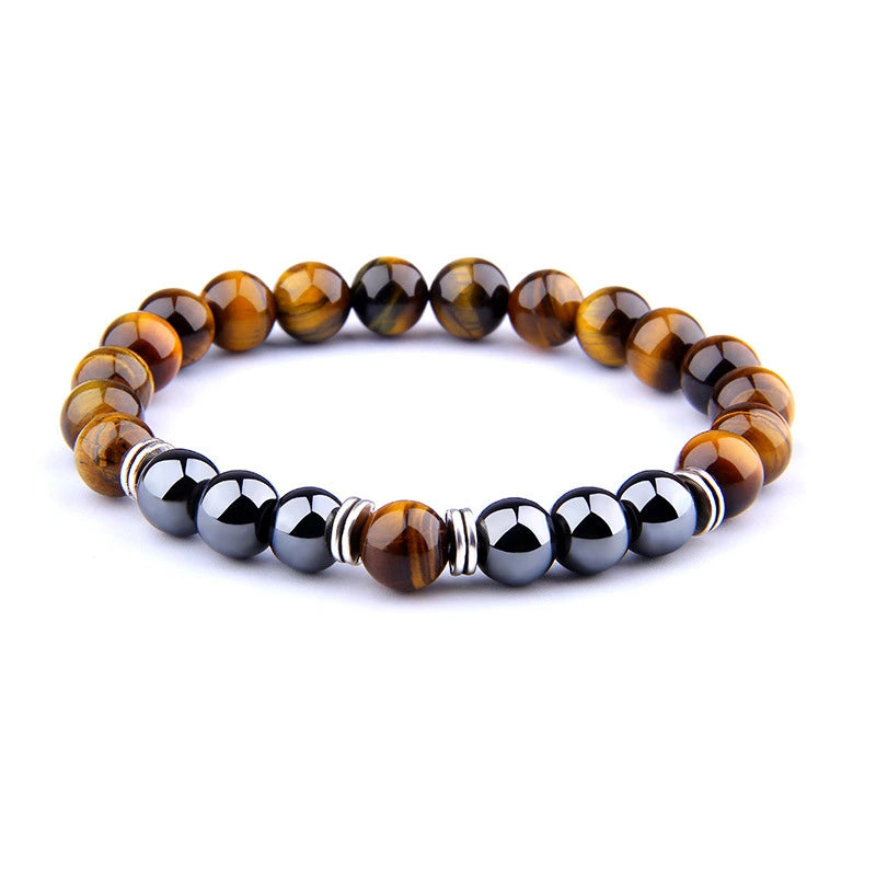 Tiger Eye & Obsidian Bead Bracelet, view 3