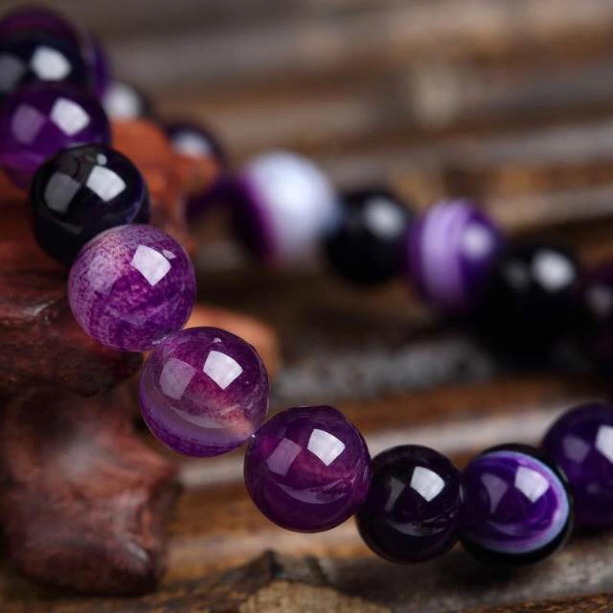 Purple Natural Stone Bead Bracelet, view 5