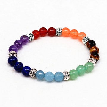 Seven Chakra Agate & Tiger Eye Bracelet, view 4