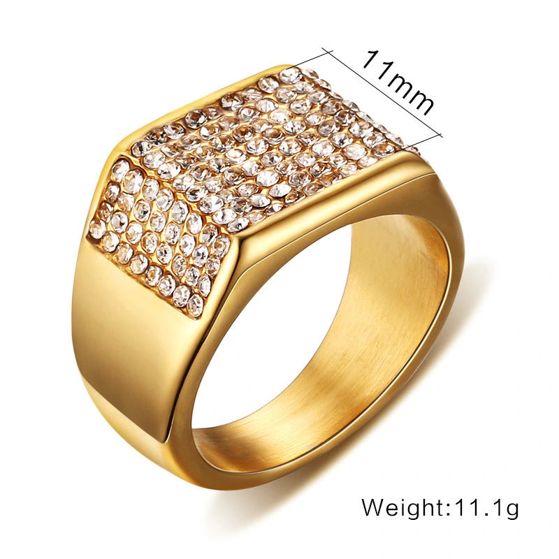 Men's Titanium Steel Crystal Ring, view 3