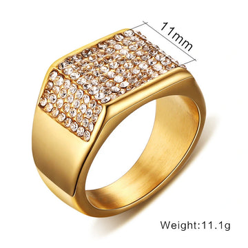 Men's Titanium Steel Crystal Ring, view 3