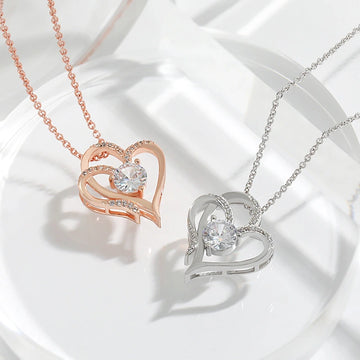 Double Love Rhinestones Personalized Heart Necklace supplier gallery image 5