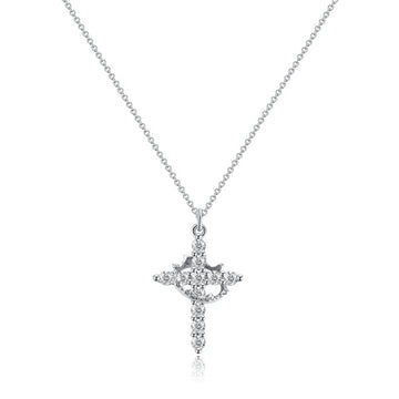 Rotating Crown Cross Pendant Necklace, view 3