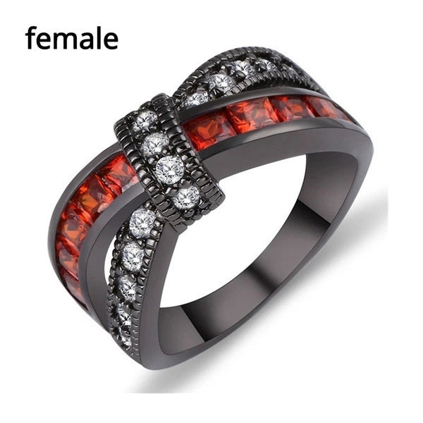 Black Gold Garnet Red Cross Ring supplier gallery image 3