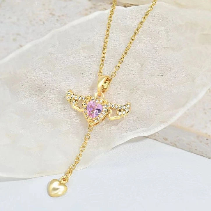Moving Cupid Heart Angel Wings Necklace supplier gallery image 9