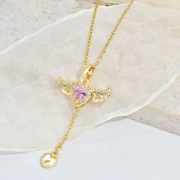 Moving Cupid Heart Angel Wings Necklace supplier gallery image 9