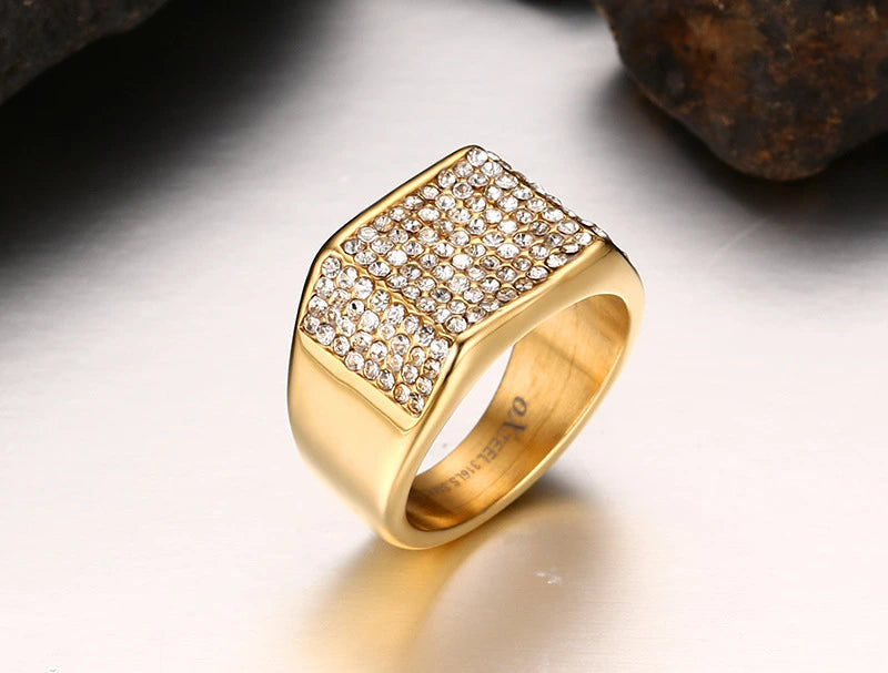 Men's Titanium Steel Crystal Ring, view 4