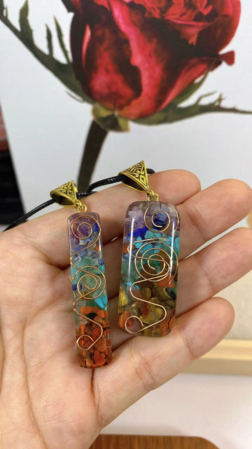 Seven Chakra Crystal Pendant Necklace, view 53