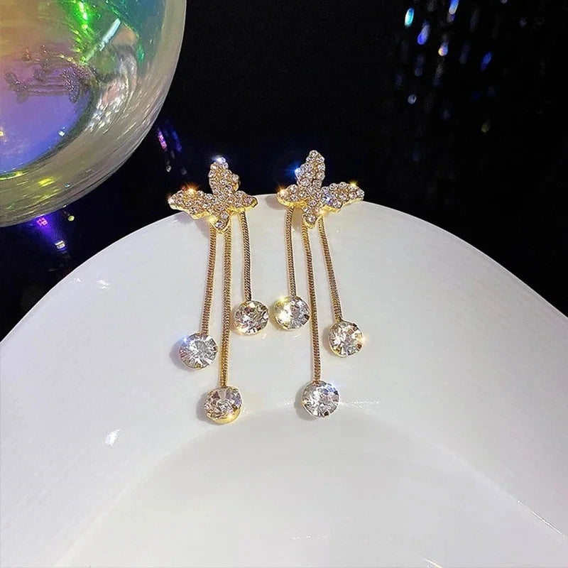 Shiny Butterfly Drop Dangle Elegant Earrings supplier gallery image 8