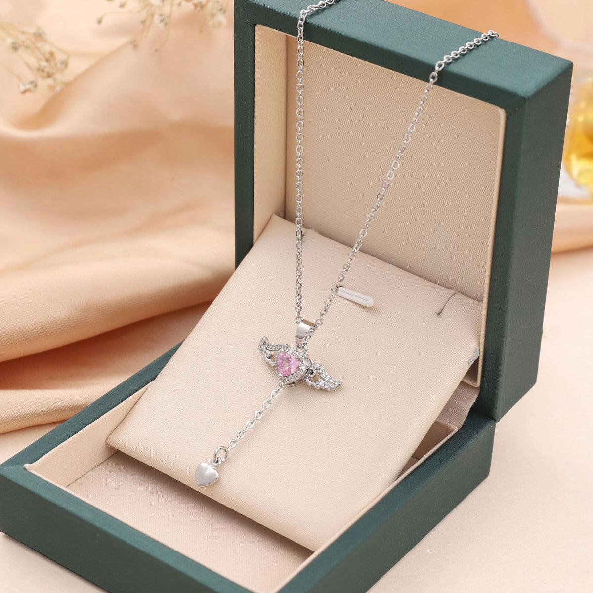Moving Cupid Heart Angel Wings Necklace supplier gallery image 11