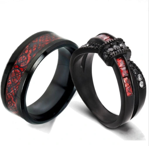 Black Gold Garnet Red Cross Ring supplier gallery image 5