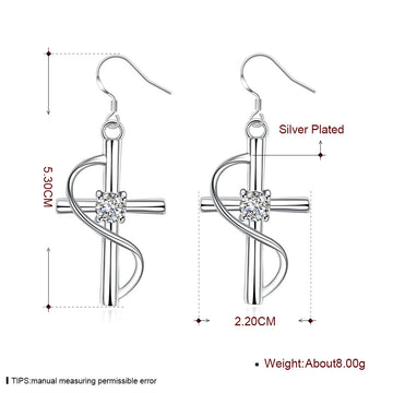 Elongated Cross Drop Earrings, view 3