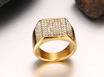 Men's Titanium Steel Crystal Ring, view 7