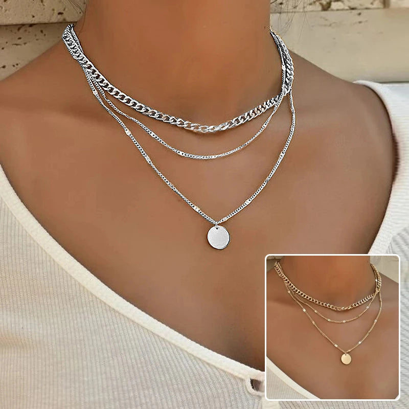 Multilayer Disc Chains Personality Necklace supplier gallery image 2