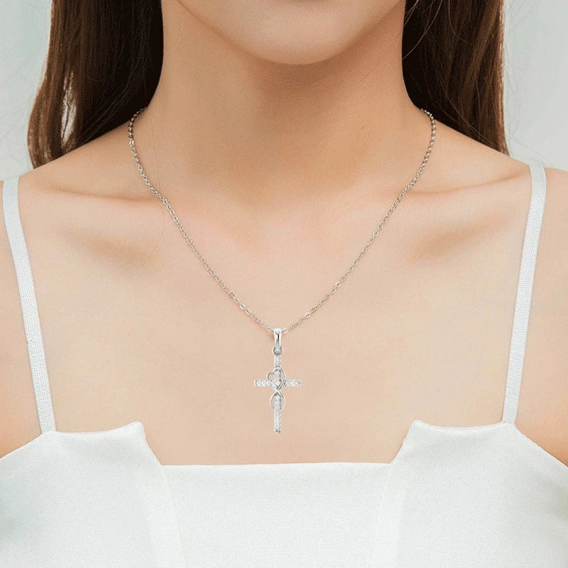 Crystal-Set Cross Pendant Necklace supplier gallery image 4