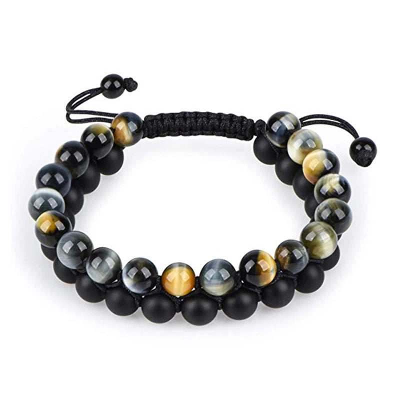 Tiger Eye & Matte Black Bead Bracelet supplier gallery image 2