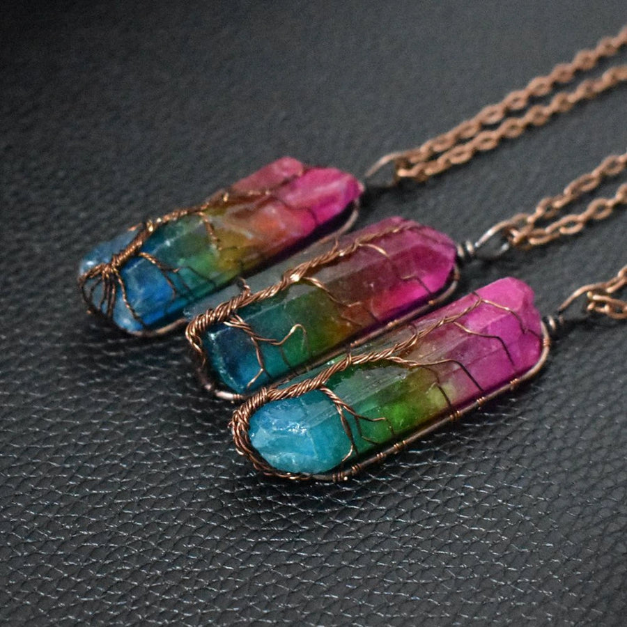 Crystal Pillar Tree of Life Necklace, view 1